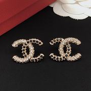 Fortok Chanel Black/white Diamond Double C Stud Earrings Silver/Gold - 3
