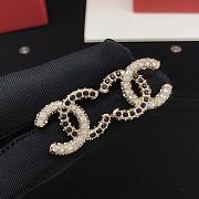 Fortok Chanel Black/white Diamond Double C Stud Earrings Silver/Gold - 2