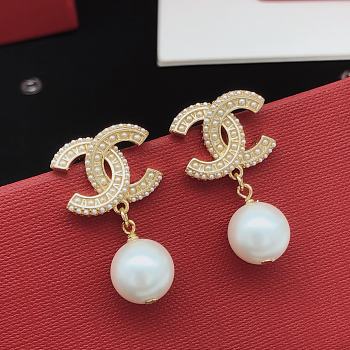 Fortok Chanel Double C Pearl Earrings XED0104