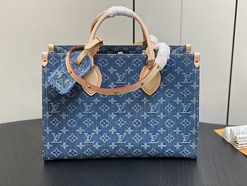 Fortok Louis Vuitton Onthego Bag Blue Denim M46871 35x27x14cm 