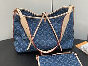 Fortok Louis Vuitton CarryAll Handbag Blue Denim M46855 39x30x15cm - 3