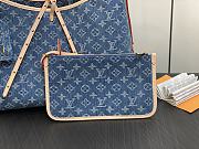 Fortok Louis Vuitton CarryAll Handbag Blue Denim M46855 39x30x15cm - 6