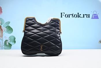 Fortok Saint Laurent 87 Quilted-Leather Clutch Bag Black 754001 26x26.5x5cm