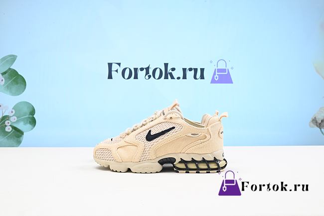 Fortok Nike Stussy x Air Zoom Spiridon Caged Fossil CQ5486-200 Sneakers - 1