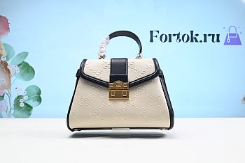 Fortok Gucci White & Black Gold Buckle Printed Handbag 28cm