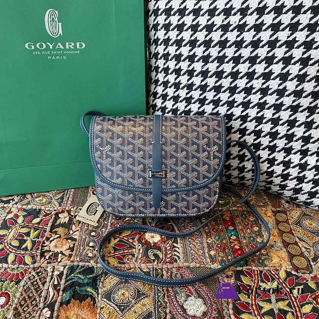 Fortok Goyard Belvedere Dark Blue Shoulder Bag 22×7×17cm - 1