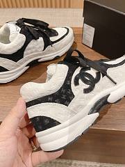Fortok Chanel Black & White CC Embossed Logo Sneakers - 3