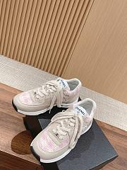 Fortok Chanel Tri Color Leather, Suede and Tweed CC Lace Up Sneakers No.2 - 5