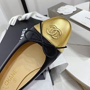 Fortok Chanel CC Cap Toe Lambskin Leather Ballet Flats Gold - 3
