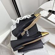 Fortok Chanel CC Cap Toe Lambskin Leather Ballet Flats Gold - 5
