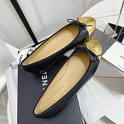 Fortok Chanel CC Cap Toe Lambskin Leather Ballet Flats Gold - 6