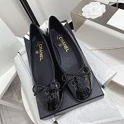 Chanel CC Cap Toe Lambskin Leather Ballet Flats Black - 1