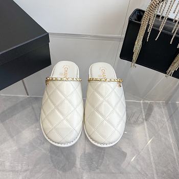 Fortok Chanel Diamond Chain Sandals White