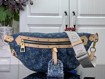 Fortok Louis Vuitton High Rise Waist Bag Blue Denim M46837 38x16x8cm 