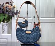 Fortok Louis Vuitton MM Croissant Bag Blue Denim M46856 21x7x5cm - 1