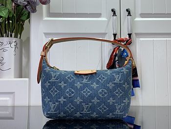 Fortok Louis Vuitton Hills Pochette Handbag Blue Denim M82949 20.5x6x16cm 