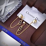 Fortok Dior Triable Earrings Gold-Finish Metal and White Resin Pearls - 5