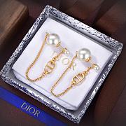 Fortok Dior Triable Earrings Gold-Finish Metal and White Resin Pearls - 4