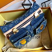 Fortok Louis Vuitton Monogram Blue Denim Baggy Shoulder Bag M44464 30x22x13cm - 2