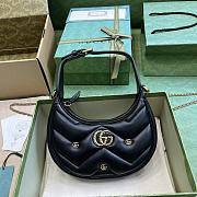 Fortok Gucci Half-Moon Marmont Double G Rivets Bag Black 21x16x5cm - 1