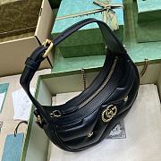 Fortok Gucci Half-Moon Marmont Double G Rivets Bag Black 21x16x5cm - 2