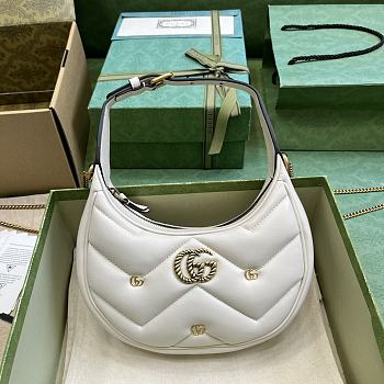 Fortok Gucci Half-Moon Marmont Double G Rivets Bag White 21x16x5cm