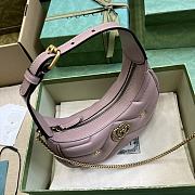 Fortok Gucci Half-Moon Marmont Double G Rivets Bag Pink 21x16x5cm - 4
