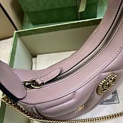 Fortok Gucci Half-Moon Marmont Double G Rivets Bag Pink 21x16x5cm - 3