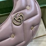 Fortok Gucci Half-Moon Marmont Double G Rivets Bag Pink 21x16x5cm - 2