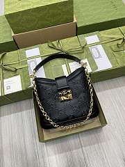 Fortok Gucci GG Shoulder Bag Black Leather 25x21x9cm - 1