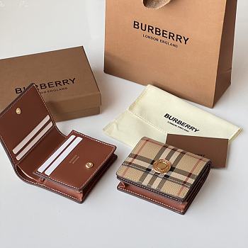 Fortok Burberry Folding Wallet Brown 10x3.5x8.5cm