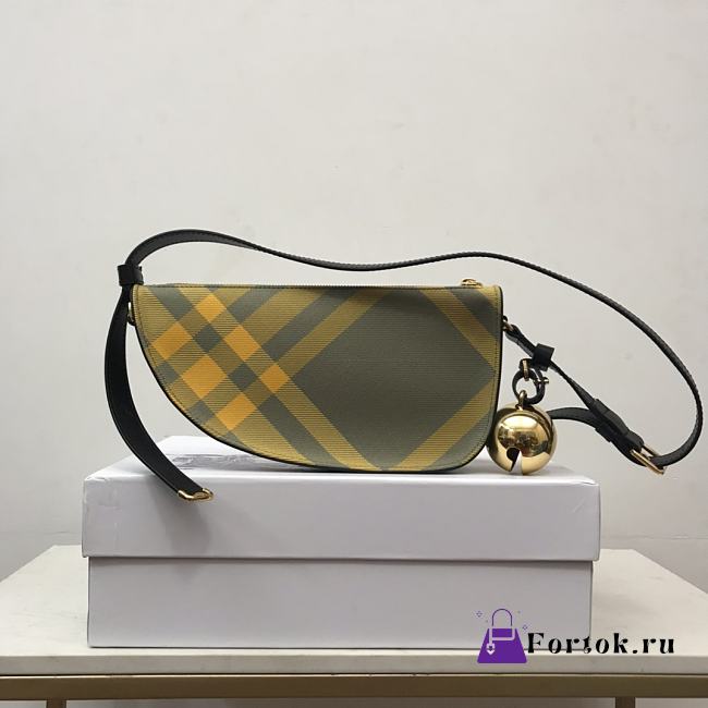 Fortok Burberry Sling Shield Check-pattern Shoulder Bag Yellow/Green 26x5.5x13.5cm - 1