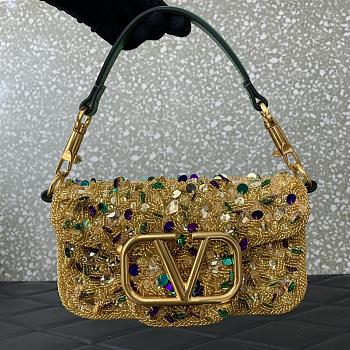 Fortok Valentino Garavani Mini Loco Bag With 3D Effect Embroidery 19x10.5x5cm