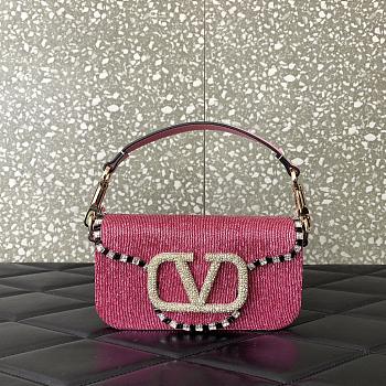 Fortok Valentino Loco Small Embroidered Shoulder Bag Pink 19x10.5x5cm