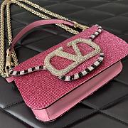 Fortok Valentino Loco Small Embroidered Shoulder Bag Pink 19x10.5x5cm - 2