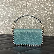 Fortok Valentino Loco Small Embroidered Shoulder Bag Blue 19x10.5x5cm - 6