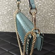 Fortok Valentino Loco Small Embroidered Shoulder Bag Blue 19x10.5x5cm - 5