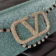 Fortok Valentino Loco Small Embroidered Shoulder Bag Blue 19x10.5x5cm - 4