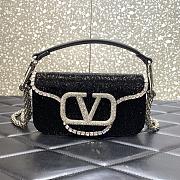 Fortok Valentino Garavani Loco Small Beaded Shoulder Bag Black 19cm - 1
