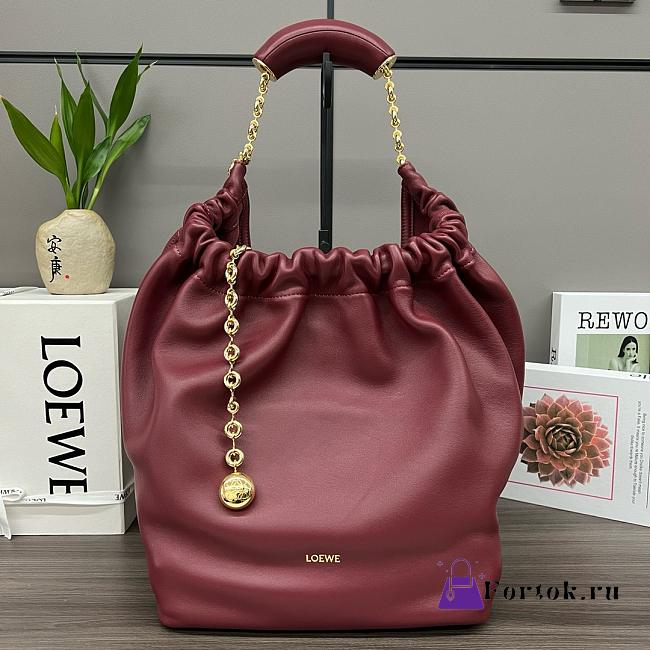 Fortok Loewe Squeeze Bag Nappa Lambskin in Burgundy 34x13.5x30cm - 1