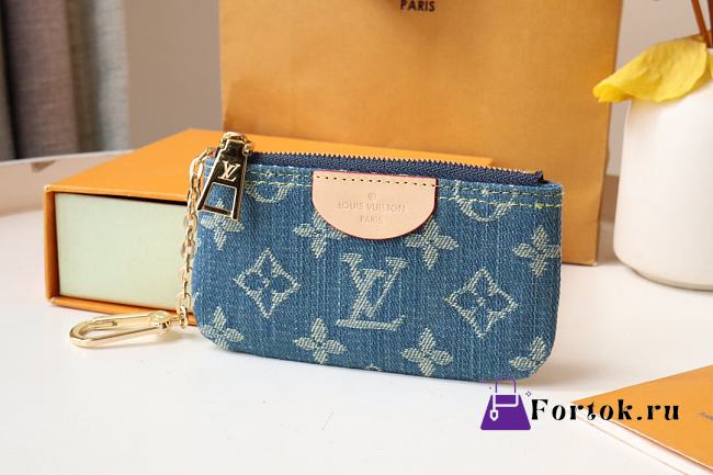 Fortok Louis Vuitton Key Pouch Blue Denim M82961 12x7x1.5cm - 1
