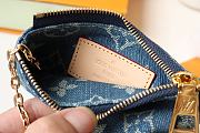 Fortok Louis Vuitton Key Pouch Blue Denim M82961 12x7x1.5cm - 5