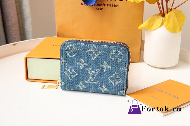 Fortok Louis Vuitton Zippy Coin Purse Blue Denim M82957 11x8.5x2cm - 1