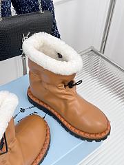 Fortok Prada Triangle Logo Fleece Snow Boots Brown - 6