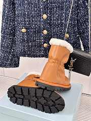 Fortok Prada Triangle Logo Fleece Snow Boots Brown - 3