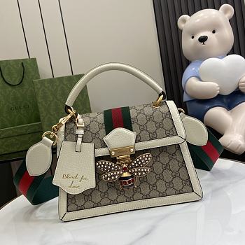 Fortok Gucci Queen Margaret GG Supreme Top-Handle Bag White 25.5x17.5x13cm