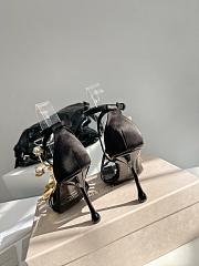 Fortok Jimmy Choo Black Satin Sandals with Metal Flowers - 4