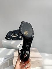 Fortok Jimmy Choo Black Satin Sandals with Metal Flowers - 6