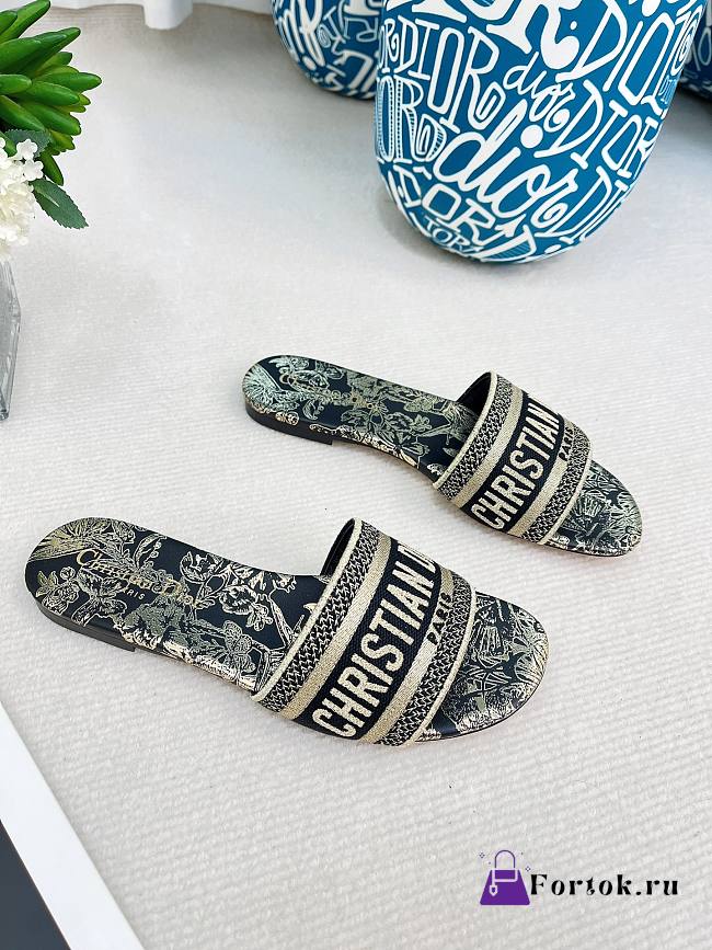 Fortok Dior Dway Gradient Butterflies Pattern Slides Black - 1