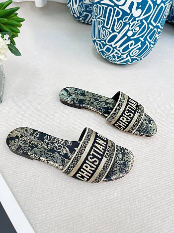 Fortok Dior Dway Gradient Butterflies Pattern Slides Black